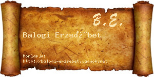 Balogi Erzsébet névjegykártya